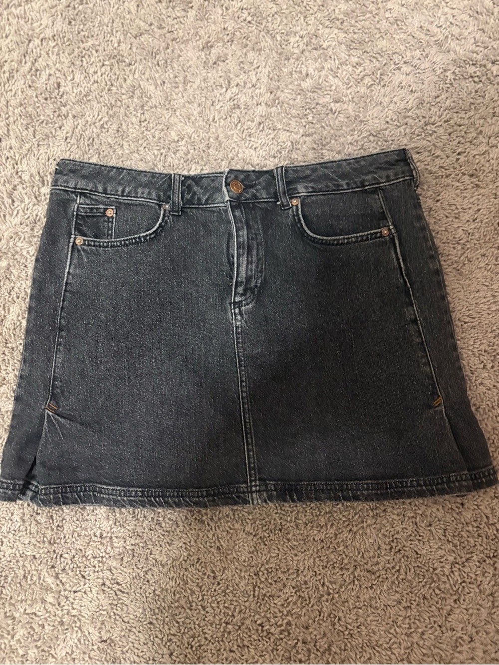 Anthropologie Pilcro Black Jean Skirt 12 Pleated Denim
